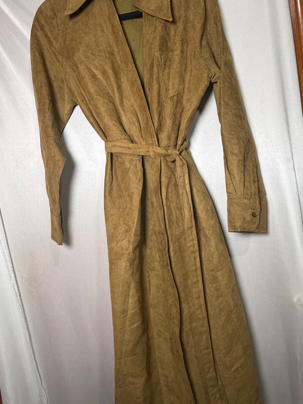 Banana Republic Camel Suede Belted Full-Length Coat Size 10 CLW214G